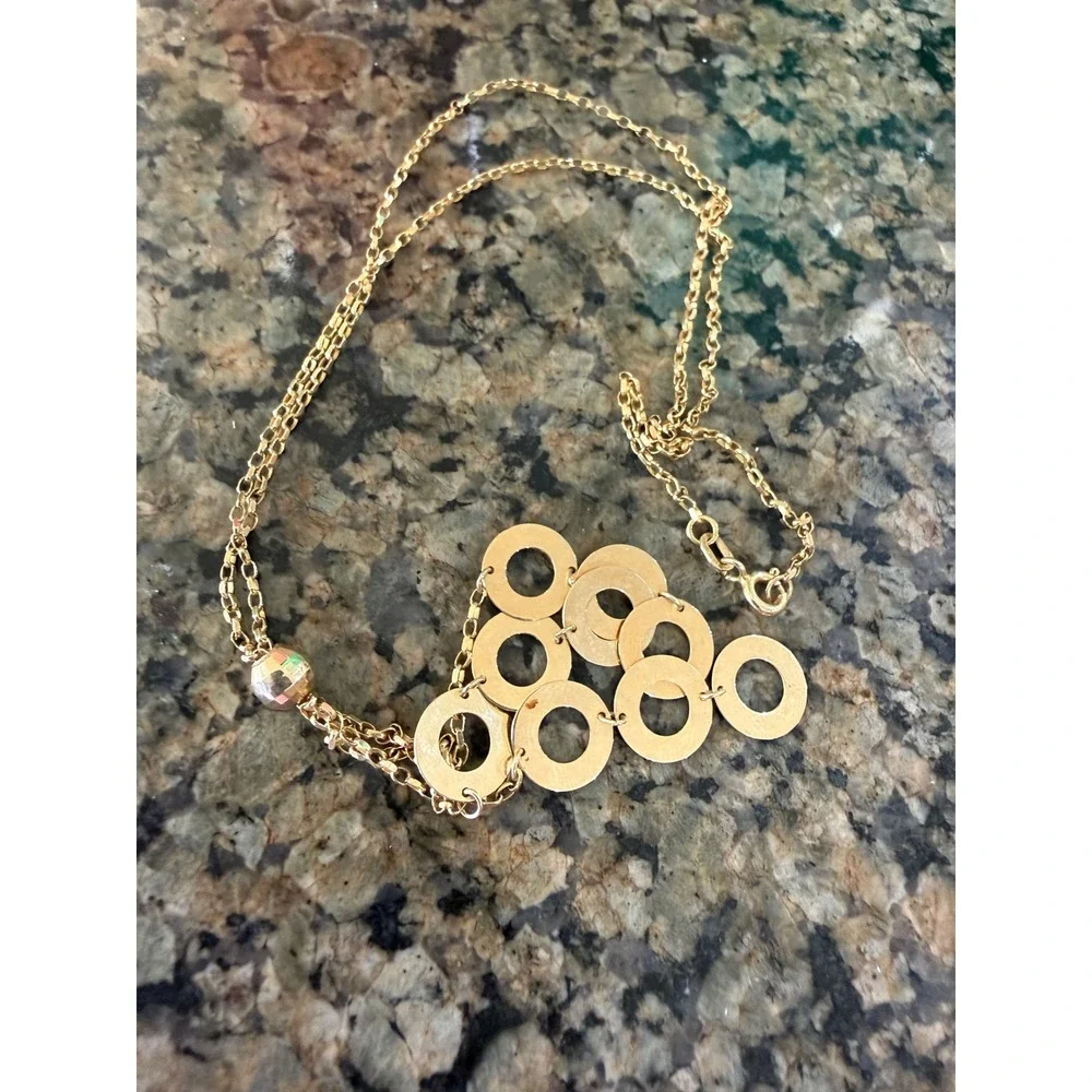 14K Yellow Gold JJT Interlocking Circle Statement Choker Necklace 14